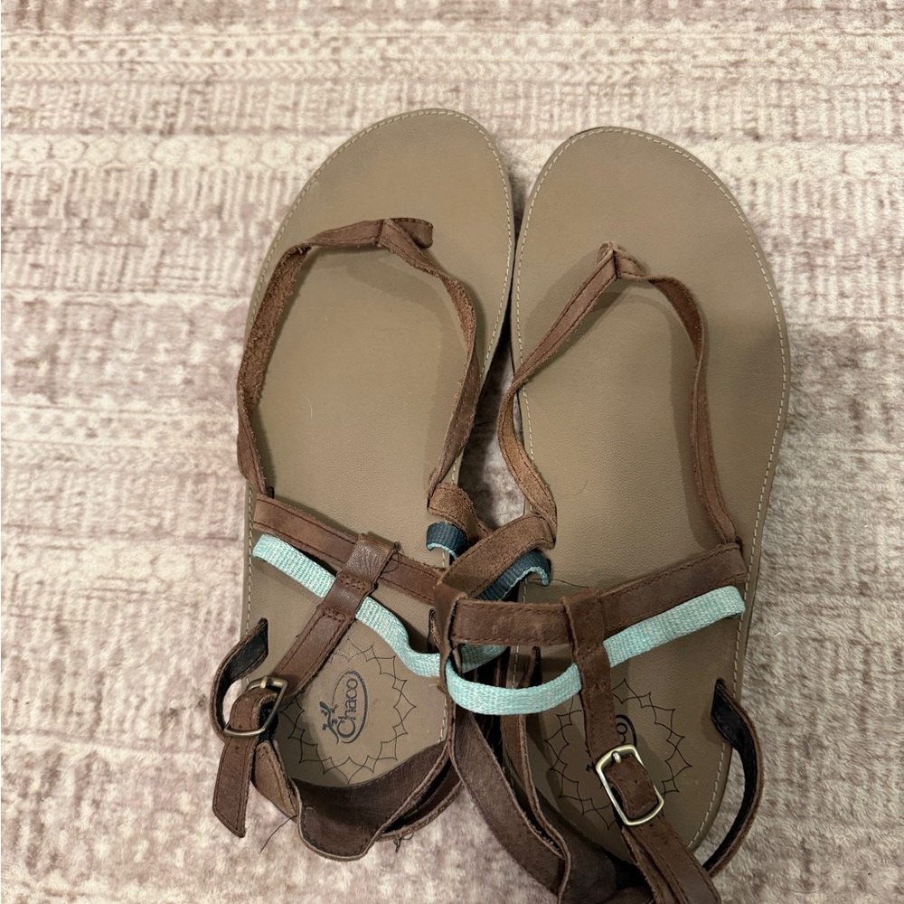 Chaco Women's Brown and Aqua Sandals